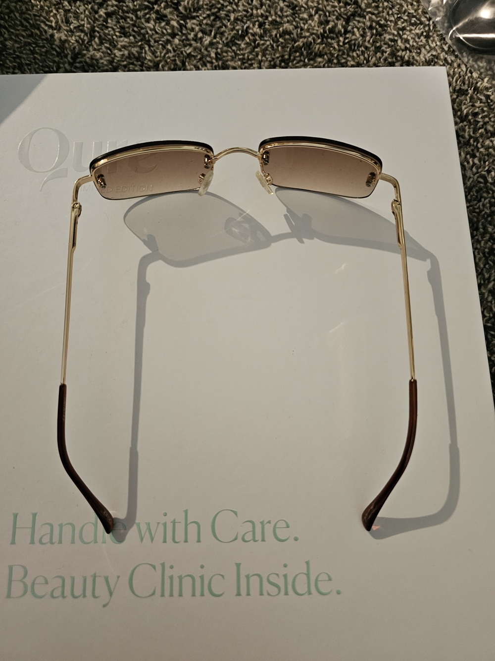 Brown Rimless Rectangular Sunglasses - Unbranded - Picture 2 of 4